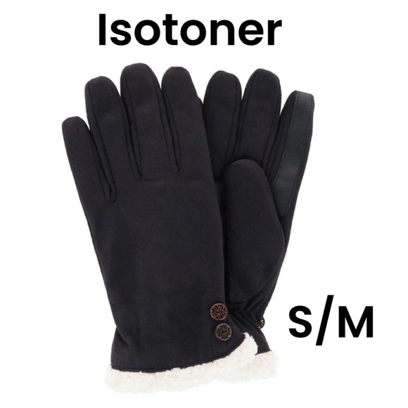 isotoner Accessories - Isotoner Water Repellent Touchscreen Microsuede Sherpa Lined Gloves With Buttons